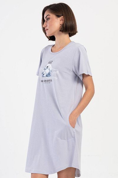 VİENETTA Cotton Women's Plus Size Short Sleeve Nightgown, 405168