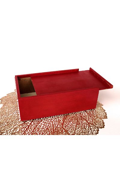 Fun Life Handmade Wooden Handkerchief Box with Pearl Bead Detail - Red