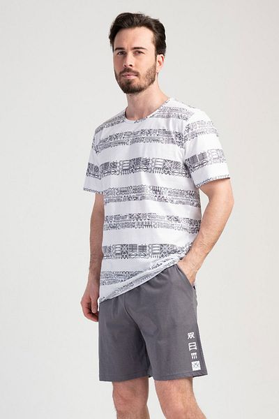 VİENETTA Cotton Men's Short Sleeve Shorts Pajama Set, 311117
