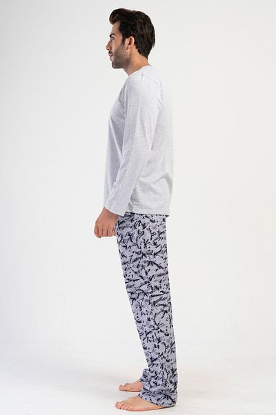 VİENETTA Men's Long Sleeve Pajama Suit, 403245