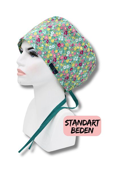 doktorbonem Standard Size Green Tiny Flowers Surgical Cap Doctor Nurse Health Worker Hospital Cap