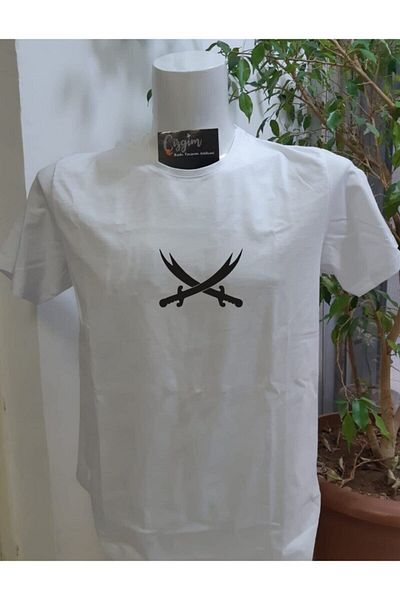 Pisa Art Unisex Zulfiqar εμπριμέ λευκό μπλουζάκι