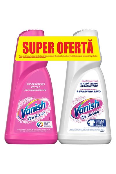 Vanish Soluție de îndepărtare a petelor roz, pachet 1l, alb 1l