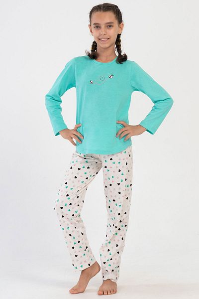 VİENETTA Cotton Girl's Long Sleeve Pajama Set(9-10/15-16)