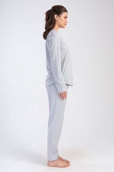 VİENETTA Women's Plus Size V-Neck Long Sleeve Pajama Set, 405043