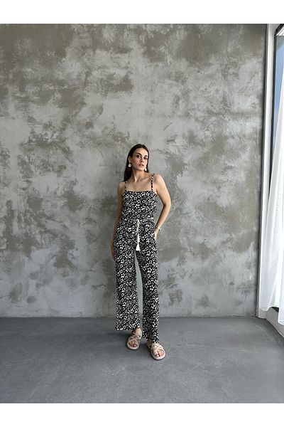 Rabi Shine Women's Patterned Strap Jumpsuit