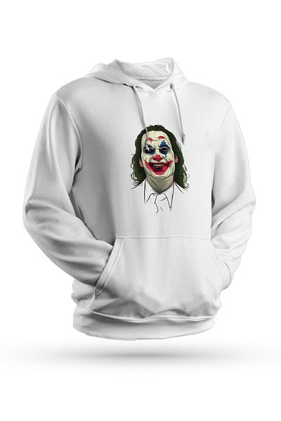 Pisa Art Φούτερ με κουκούλα Joker με στάμπα λευκό Unisex