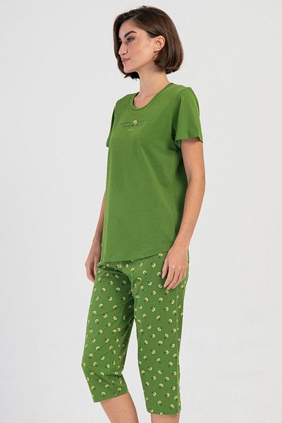 VİENETTA Cotton Women's Short Sleeve Capri Pajama Set, 405013
