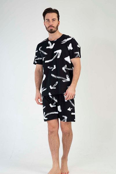 VİENETTA Cotton Men's Short Sleeve Shorts Pajama Set, 211518