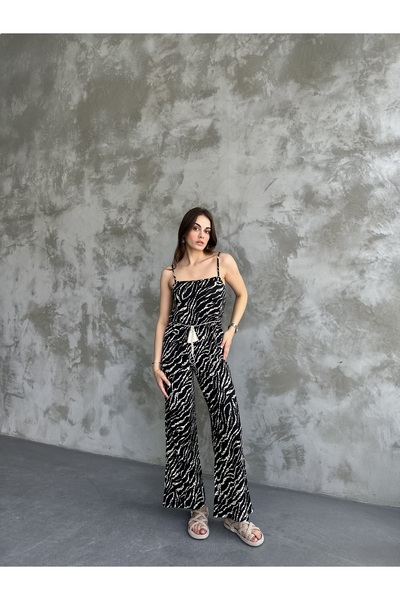 Rabi Shine Women's Patterned Strap Jumpsuit