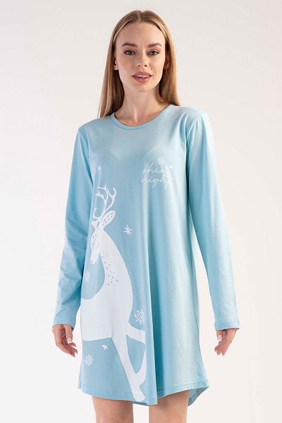 VİENETTA Cotton Women's Long Sleeve Nightgown, 303129