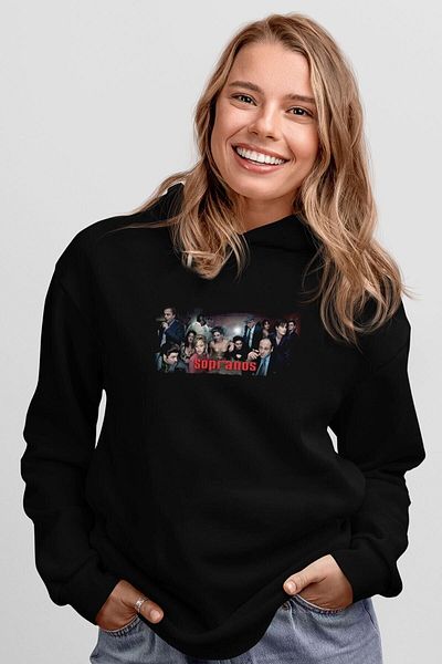 Pisa Art Unisex The Sopranos εμπριμέ μαύρο φούτερ με κουκούλα