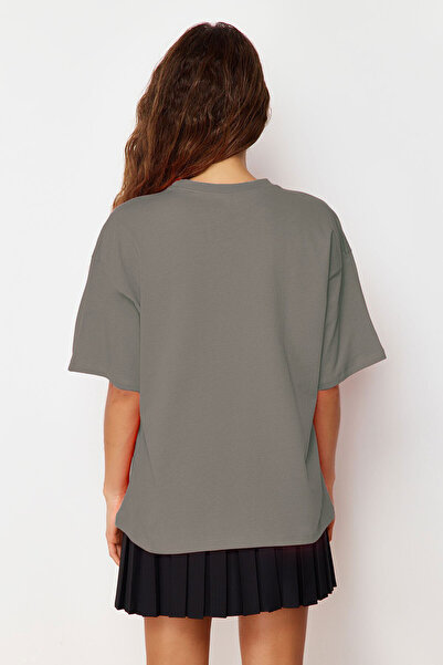 OXVİN Δυνατό Modal Υλικό Γυναικείο T-Shirt Oversize Basic Wide LooseKalip