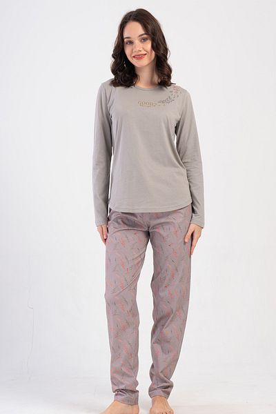 VİENETTA Costum de pijama cu mânecă lungă pentru femei din bumbac, 403301