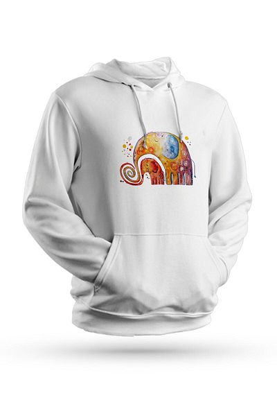 Pisa Art Πολύχρωμο φούτερ με κουκούλα Unisex με στάμπα ελέφαντα