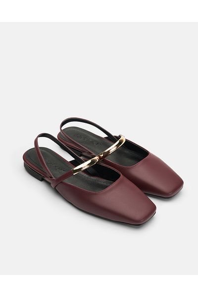 Jorbinol Arven Gold Belted Open Back Women's Ballerinas
