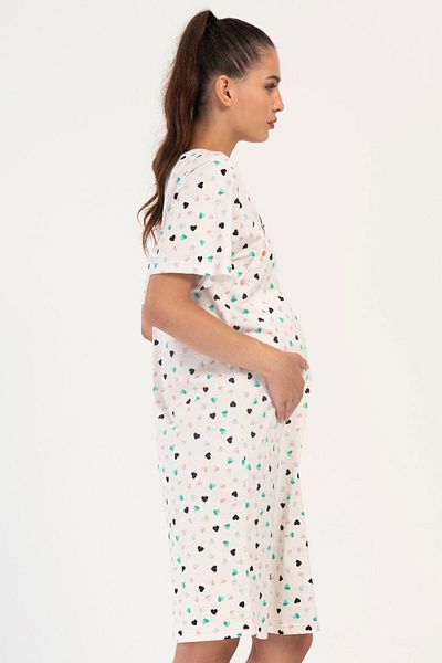 VİENETTA Cotton Women Short Sleeve Maternity Nightgown , 405072