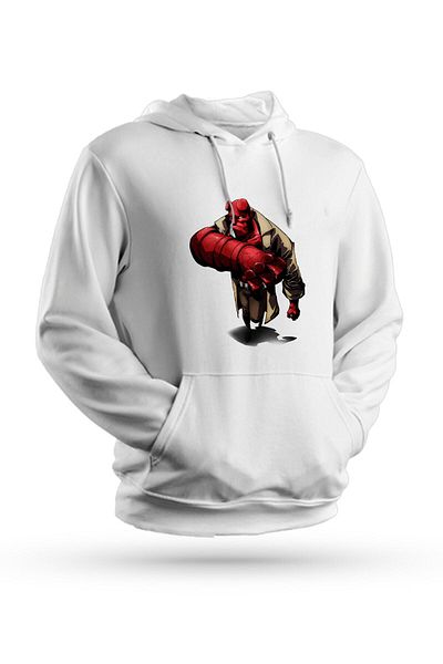 Pisa Art Φούτερ με κουκούλα Hellboy με στάμπα λευκό Unisex