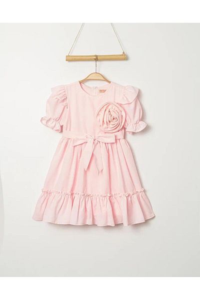 Pasur Bebe ROCHIE DE MUSLINĂ DETALIE ROSE FETE