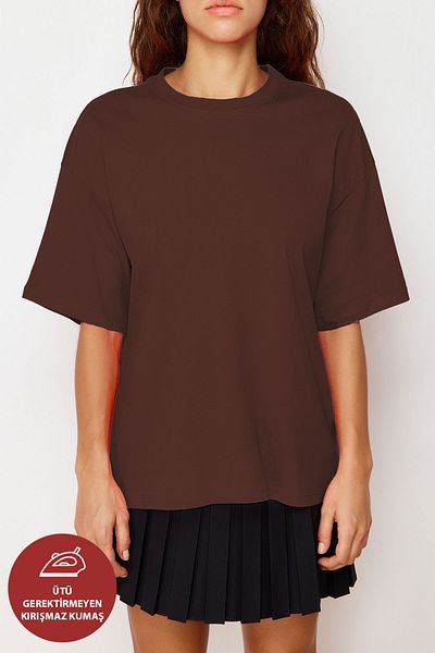 OXVİN Дамска тениска Oversize от здрав модал, широка кройка