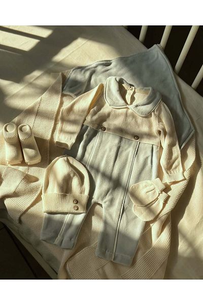 Nipperland Baby Boy 100% Cotton Set of 5 with Velvet & Knitwear (0.3 Months)