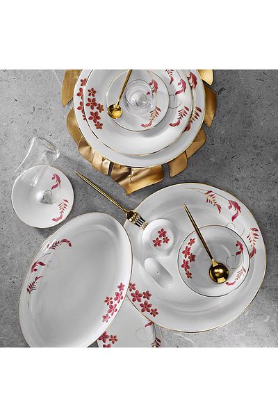 EVALIZA 31000044155 Nostalgia Flower 42 Piece Breakfast Set