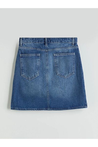 LC Waikiki XSIDE Fusta mini jean albastră, slim fit T T