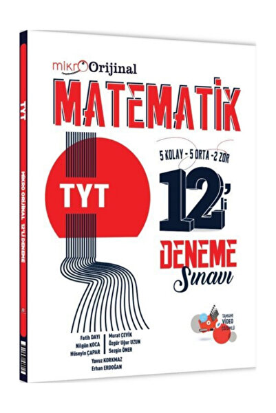 Orijinal Yayınları Orijinal Mikro TYT Matematik 12 li Deneme Sınavı Kolay Ort...