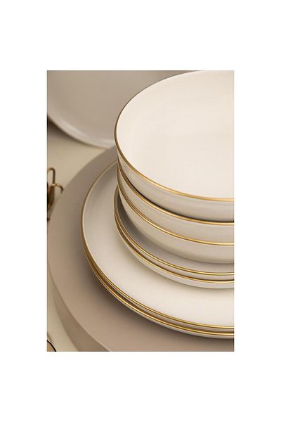 Kütahya Porselen 16dílná jídelní sada Kutahya Porselen Moderna Matte pro 4 osoby z krémového porcelánu