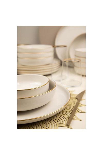 Kütahya Porselen 16dílná jídelní sada Kutahya Porselen Moderna Matte pro 4 osoby z krémového porcelánu