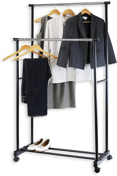 BUNCA Home Double Clothes Stand Rack with Shoe Storage Shelf Side Hanger for Hanging Clothes Rust-Proof Foldable Bunca