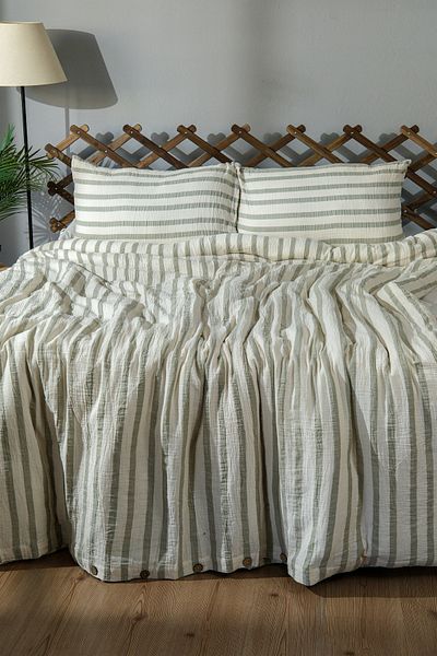 Befera Design Muslin 2-Piece Pillow Case 100% Cotton Non-Ironing 50X70 cm Green Striped