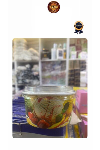 figanlar ambalaj Şeffaf Kapaklı Karton Dondurma/Helva/Tatlı Sunum Kasesi Bask...