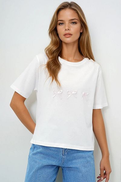 VAGGON Tricou cu decolteu cu fundă