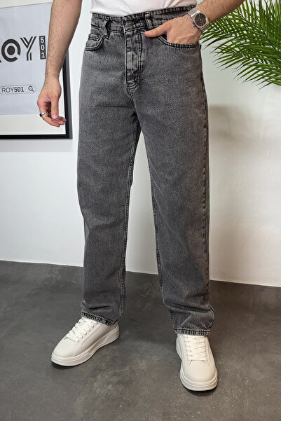 ROY501 Чоловічі баггі-штани з широкими штанинами, антрацитово-сірі баггі-джинси