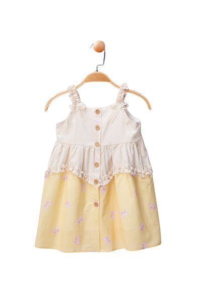 KALİNKA KİDS WEAR Girl's Summer Dress Buttoned Suspender Cotton Dress