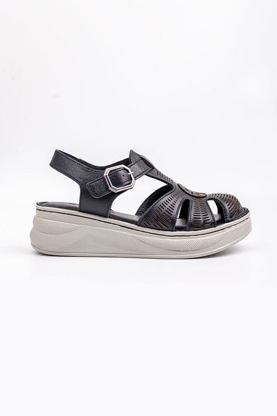 Melek Tuna Women's Genuine Leather Closed-Front Orthopedic Sandals, Comfortable Fit Women's Sandals