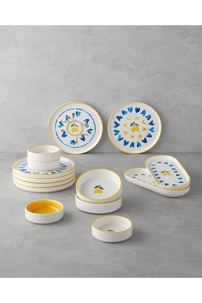 English Home Limonchello Ceramic Breakfast Set 14 Pieces for 6 Persons Yellow - Blue