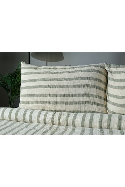 Befera Design Muslin 2-Piece Pillow Case 100% Cotton Non-Ironing 50X70 cm Green Striped
