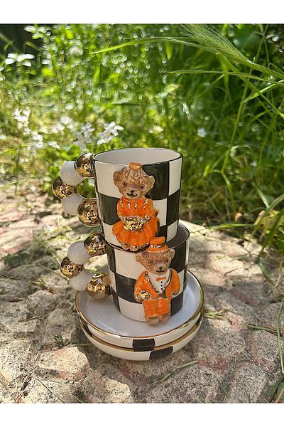 vanilya accessory Two Teddy Cups Orange Girl-Boy (Ceramic)