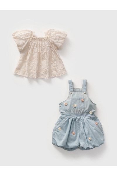 Noy Noy Yulia Cotton Salopet Baby Girl Set