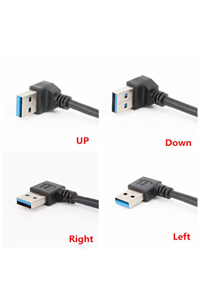Choice كابل USB 3.0 يمين 20 سم محول كابل تمديد بزاوية 90 درجة يسار/أعلى/أسفل/...