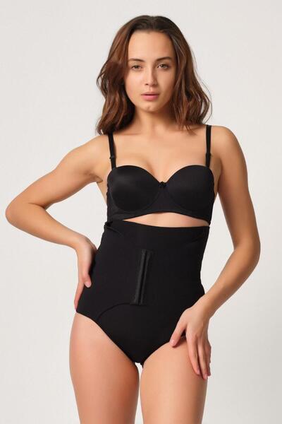 Emay Black Mi 2932 Double Abdominal Agraf Supported Slip Laser Corset