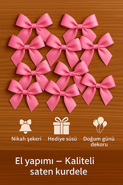 serap çiçekçilik 25 Adet Pembe Saten Fiyonk Kurdele Saten Kurdele Fiyonk