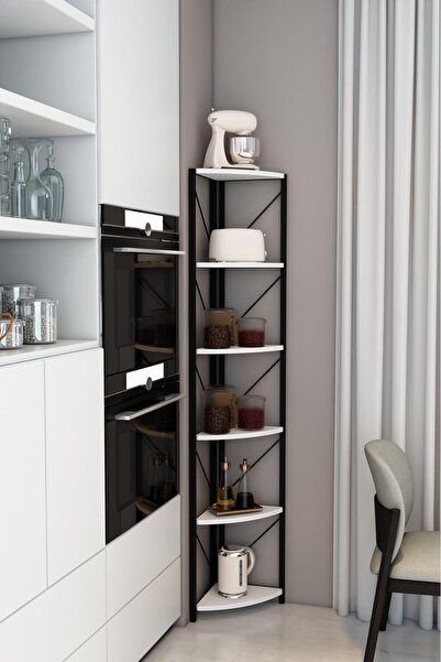 Mgr Office 6 Raflı Metal Köşe Mutfak Rafı Dekoratif Çok Amaçlı Raf 180 cm