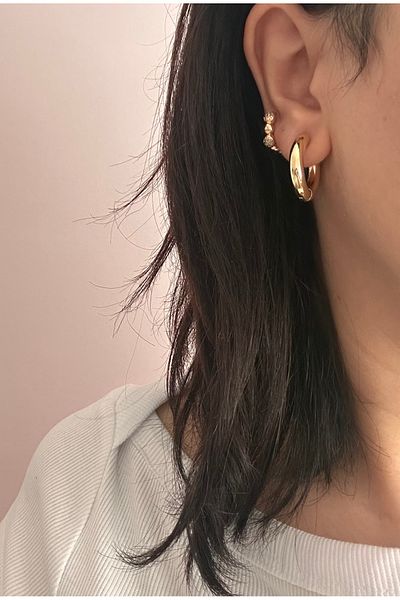 YENGEÇ Gold Steel Hoop Earrings