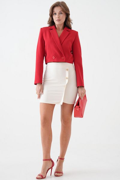 Saade Jachetă roșie cu două pieptări crop blazer