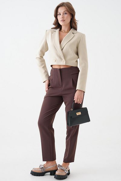 Saade Stone Double Breasted Crop Blazer Jacket