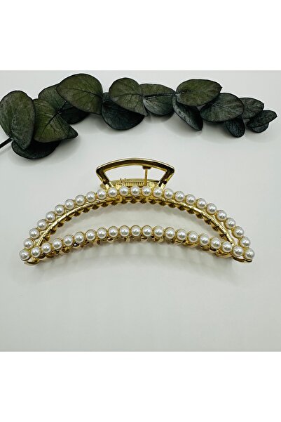 FASHION Gold İnci Detaylı Metal Kıskaçlı Toka
