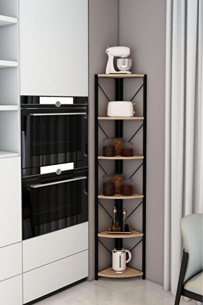 Mgr Office 6 Raflı Metal Köşe Mutfak Rafı Dekoratif Çok Amaçlı Raf 180 cm